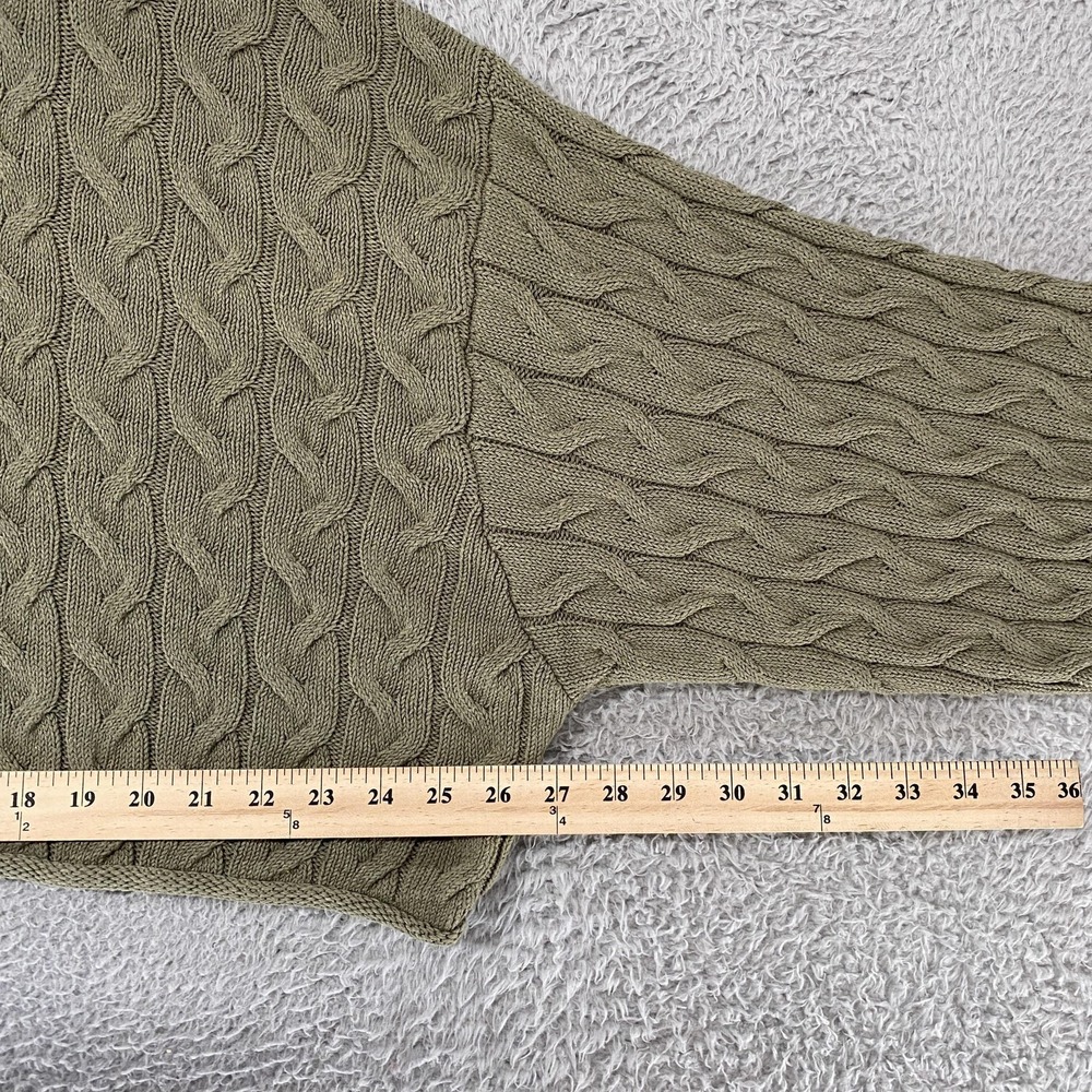 Zara Boxy Sweater Womens Large Green Cable Knit Cropped Balloon Sleeve Oversized - Picture 5 of 12